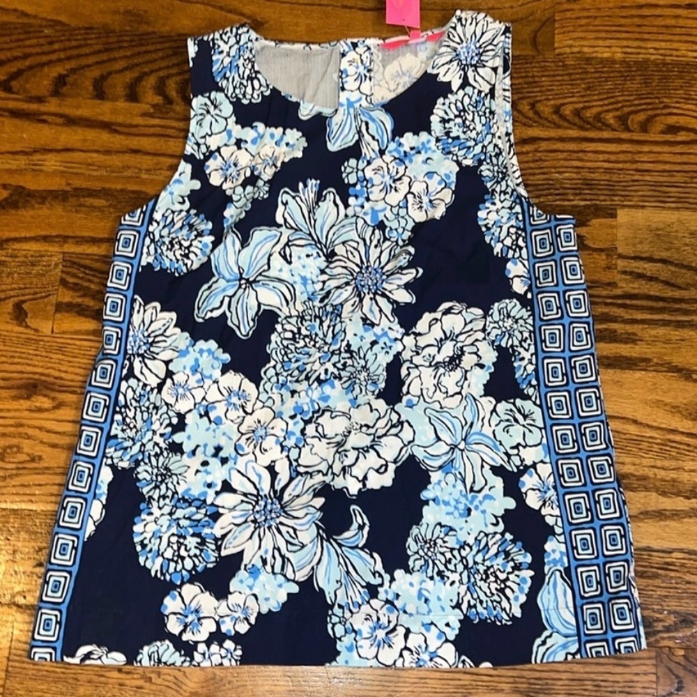 Lilly Pulitzer Iona Sleeveless Blouse Low Tide Navy Bouquet Floral NWT - Picture 5 of 7